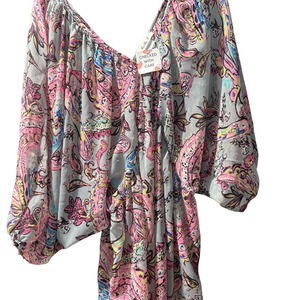 Cream Asymmetrical Ruffled 3/4 Sleeve Blouse​